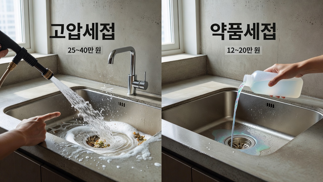 강남 아파트 싱크대 막힘 고압세척 vs 약품세척 비교
