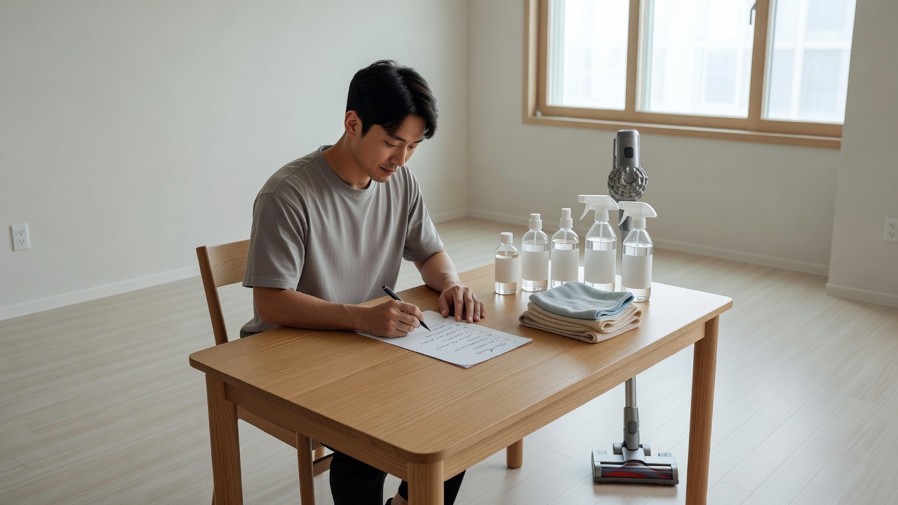 입주청소 완벽 가이드 목차와 체크리스트를 준비하는 모습