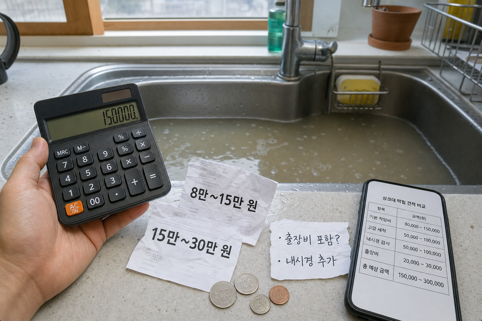 강남 싱크대 막힘 비용, 2026년 기준 견적 확인법