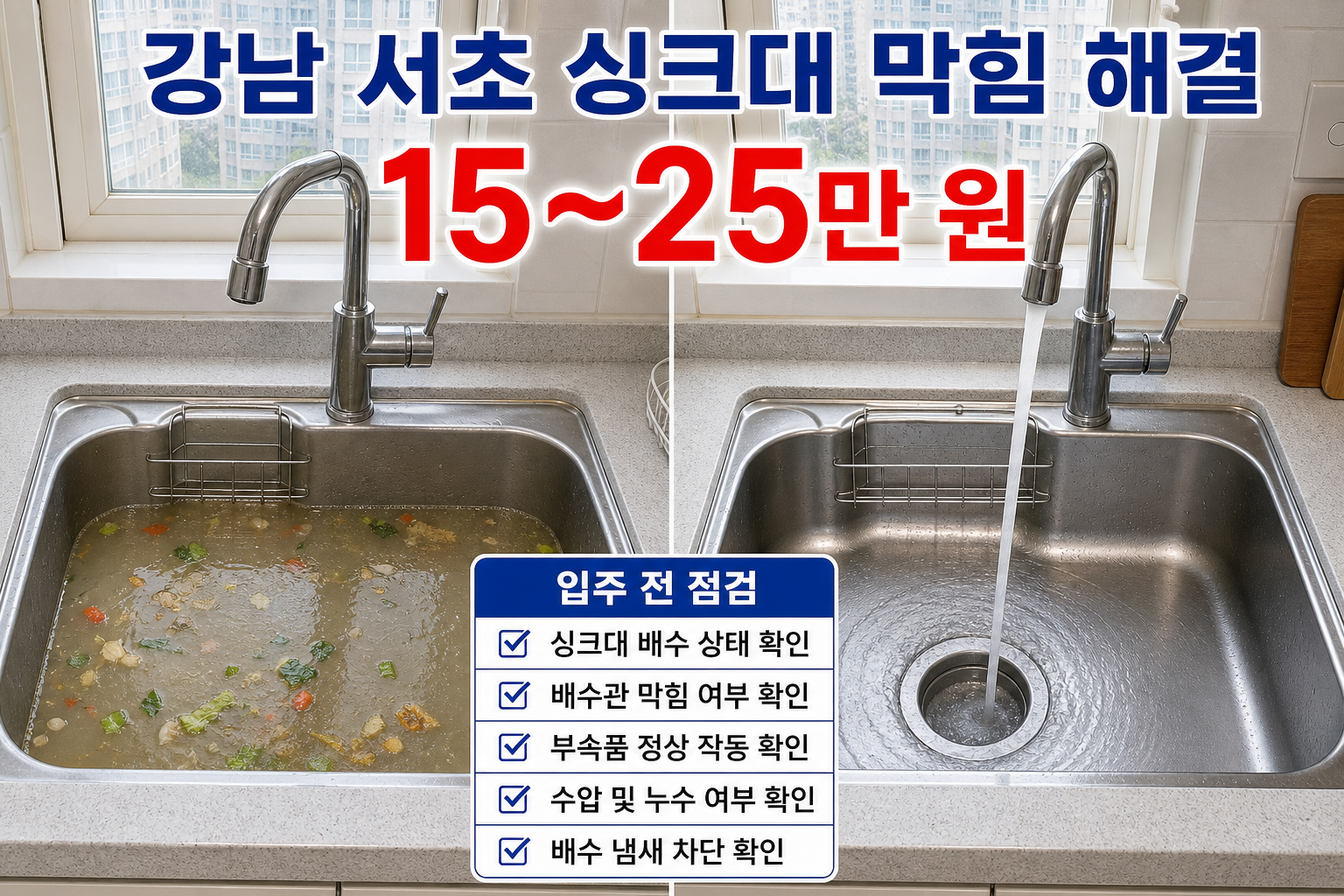 강남 서초 입주청소 전 싱크대 하수구 막힘 완벽 해결 가이드 — 강남 서초 싱크대 막힘 하수구 역류 해결